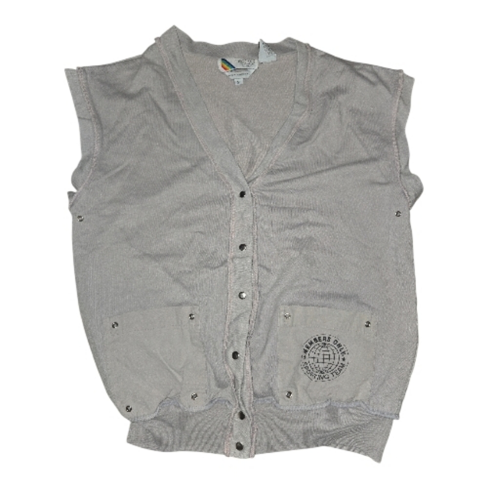 Vintage Members Only Gray Sporting Team Sleeveless Snap Cardigan